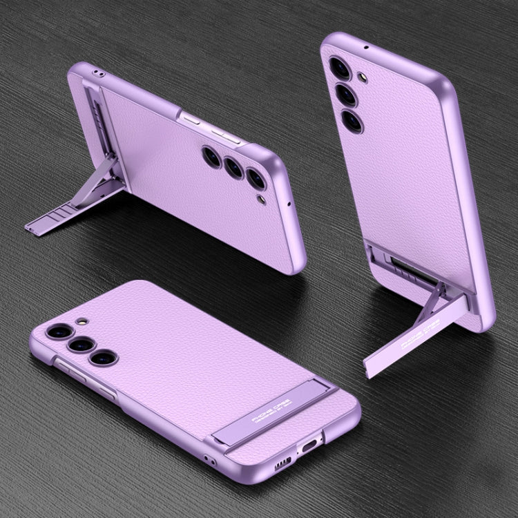 Purple Ultra-Thin Leather Phone Case with Holder for Samsung Galaxy S23 5G by GKK Triumph