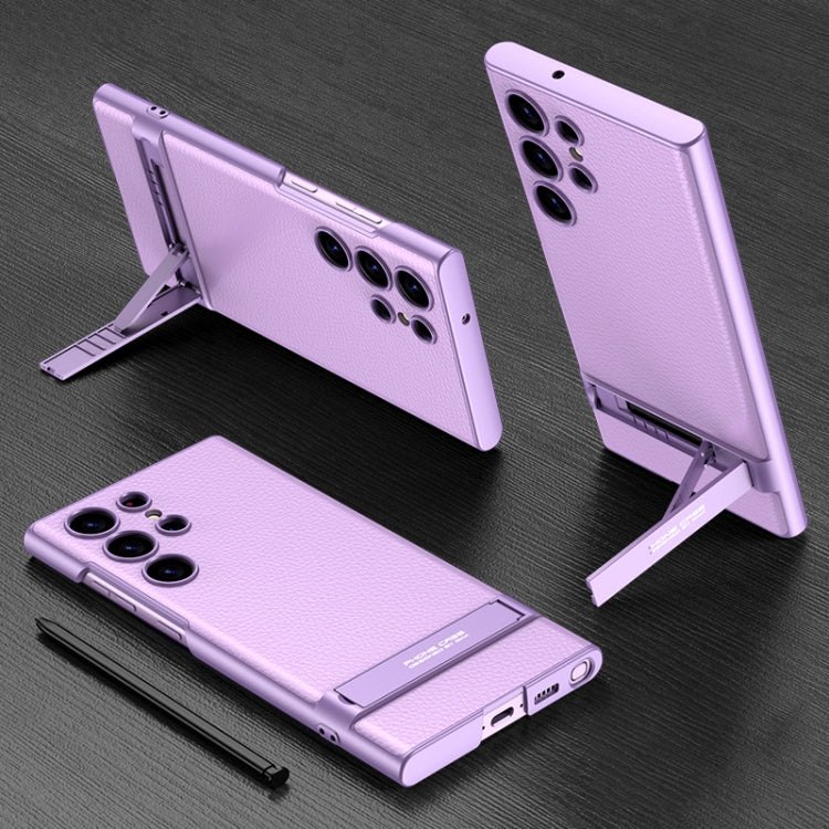 Samsung Galaxy S23 Ultra 5G GKK Ultra-Thin Purple Leather Phone Case with Holder