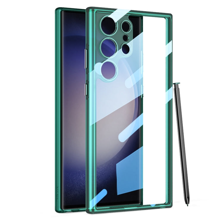 GKK Space Frame Transparent PC+TPU Phone Case for Samsung Galaxy S23 Ultra 5G - Transparent Green