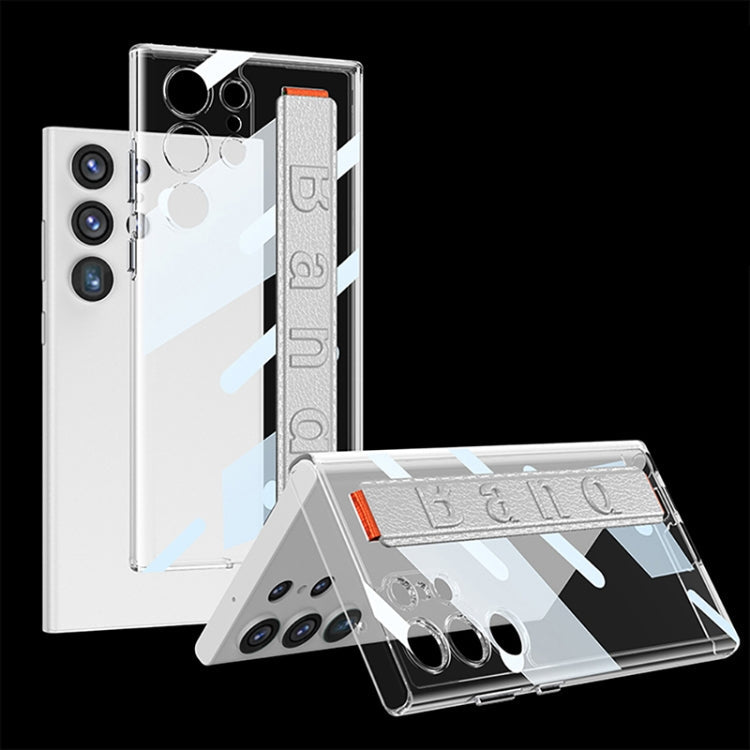 GKK TPU + PC + Wrist Strap Transparent Shockproof Phone Case for Samsung Galaxy S23 Ultra (Silver)