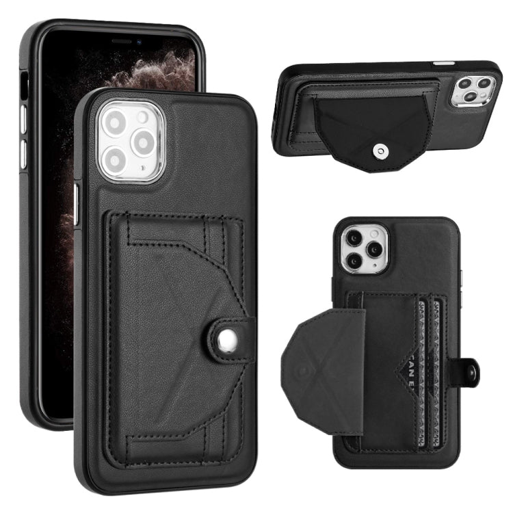 Shockproof Leather Phone Case with Card Holder for iPhone 11 Pro Max (Black)