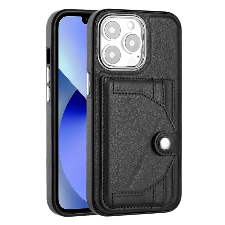 iPhone 15 Pro Shockproof Leather Case with Card Holder (Black)