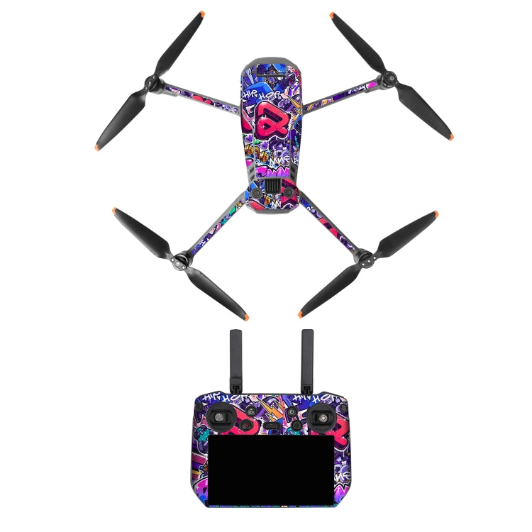 Cool Purple Decorative Stickers Set for DJI Mavic 3 Pro / RC Pro Drone Body and Remote Control