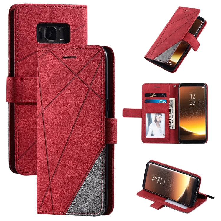 Red Skin Feel Splicing Horizontal Flip Leather Case for Samsung Galaxy S8 with Holder, Card Slots, Wallet, and Photo Frame