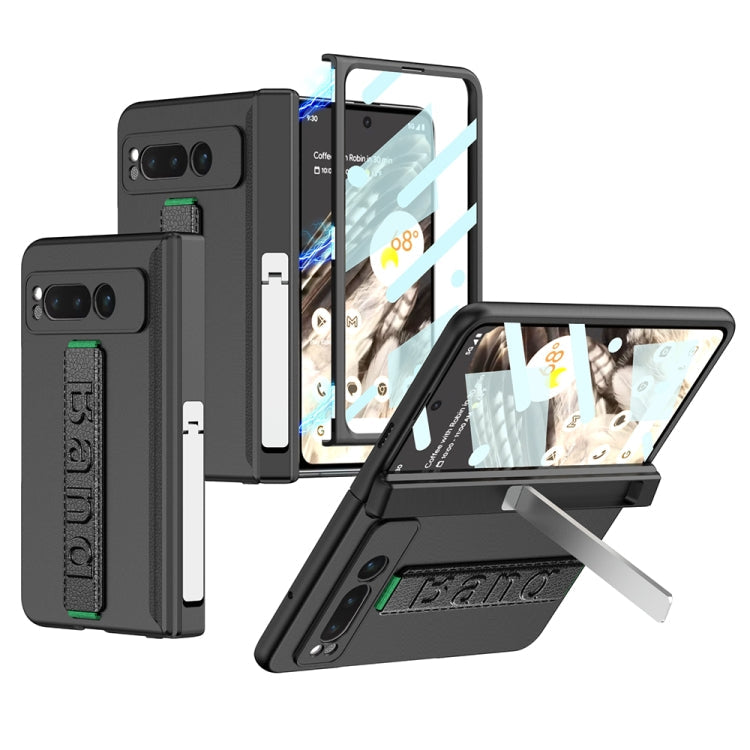 Integrated Fold Hinge Full Coverage Phone Case with Wrist Strap for Google Pixel Fold (Black)