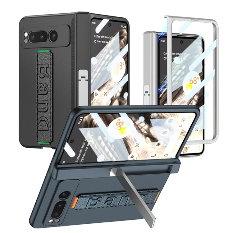 Integrated Fold Hinge Full Coverage Phone Case with Wrist Strap for Google Pixel Fold (Black)