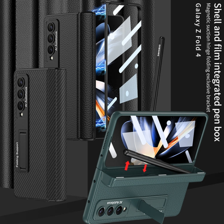 Samsung Galaxy Z Fold4 GKK Leather Phone Case with Integrated Fold Hinge and Holder (Black)