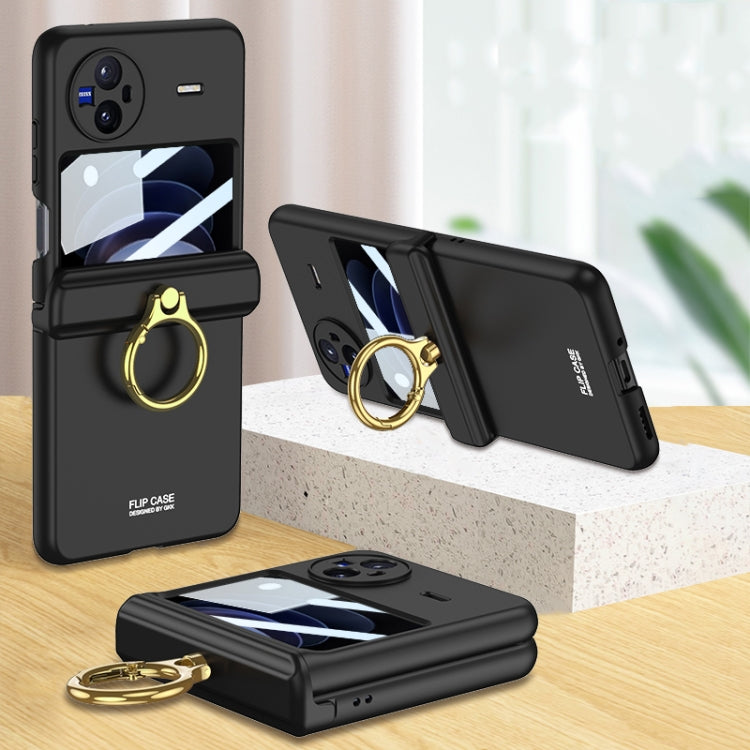 GKK Hinged Flip Phone Case with Ring Holder for vivo X Flip (Black)
