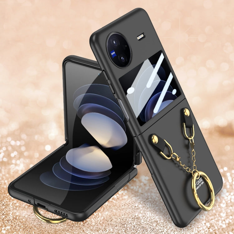 vivo X Flip GKK Black Necklace Phone Case with Ring Holder