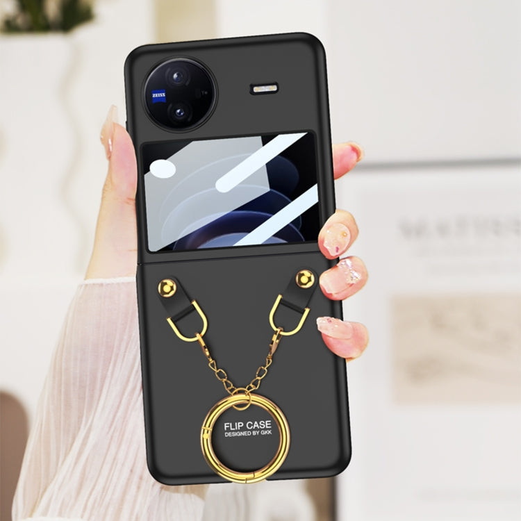 vivo X Flip GKK Black Necklace Phone Case with Ring Holder