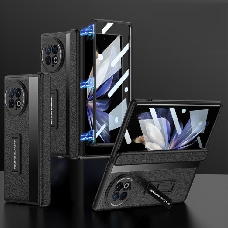 GKK Integrated Fold Hinge Leather Phone Case with Holder for vivo X Fold2 (Black)