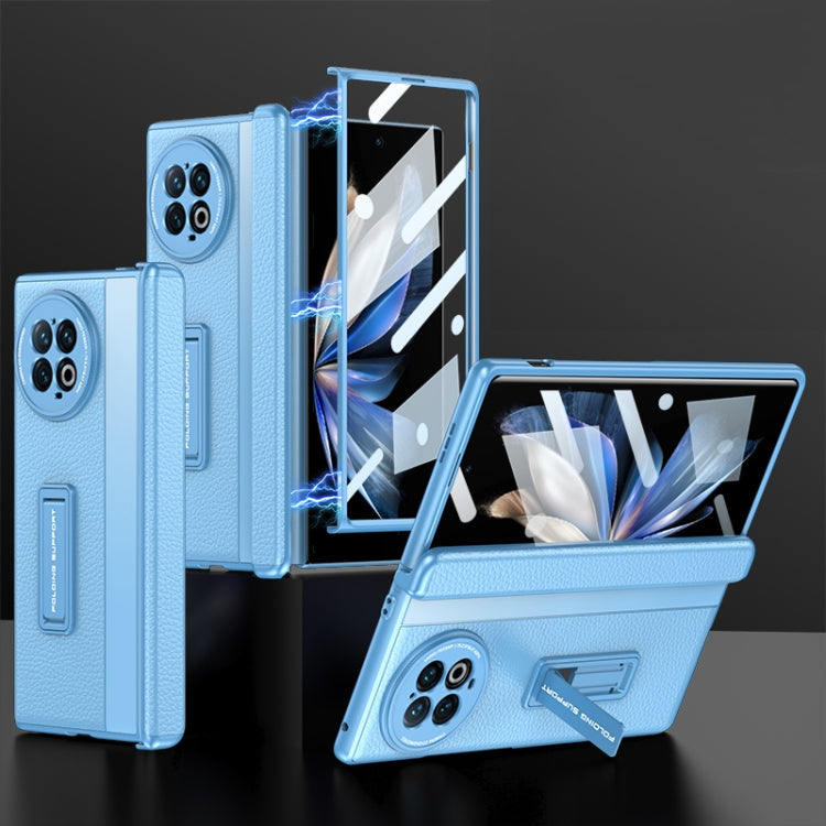 For vivo X Fold2 GKK Blue Leather Phone Case with Integrated Fold Hinge and Holder