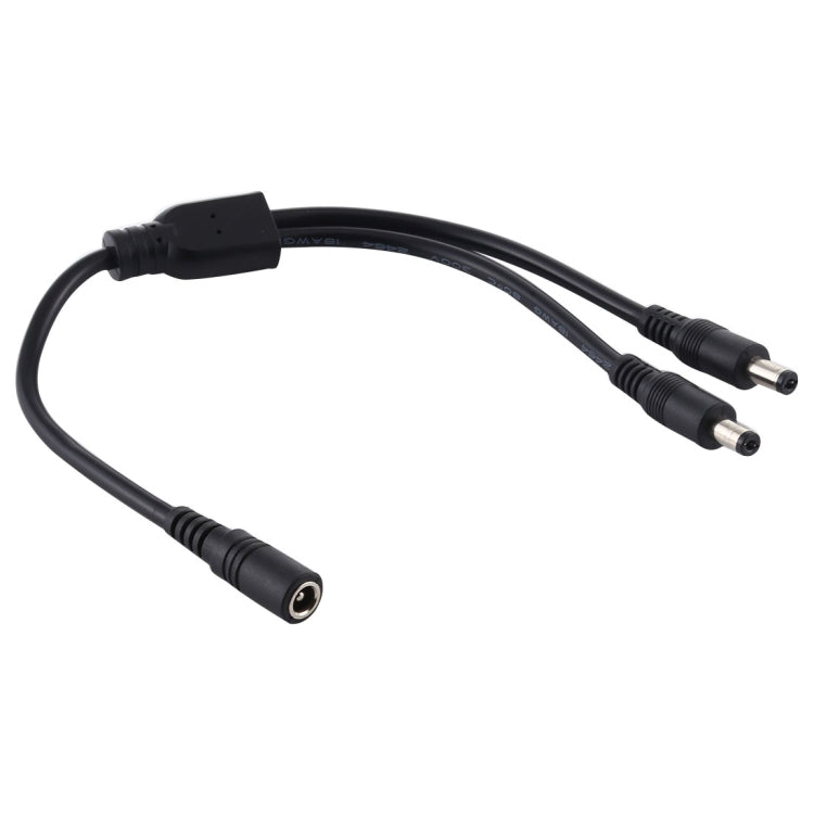 DC Power Splitter Adapter Cable for 1 Female to 2 Male Plugs, 30cm Length (Black)