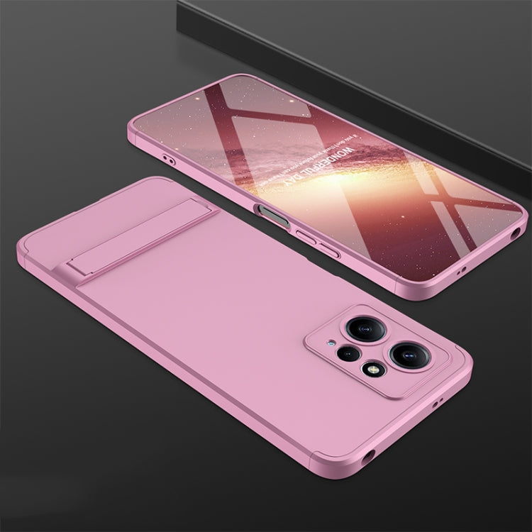 Xiaomi Redmi Note 12 4G Three Stage Splicing Phone Case with Stand (Rose Gold)