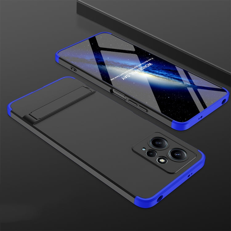 GKK Three Stage Splicing Full Coverage PC Phone Case with Stand for Xiaomi Redmi Note 12 4G (Black Blue)