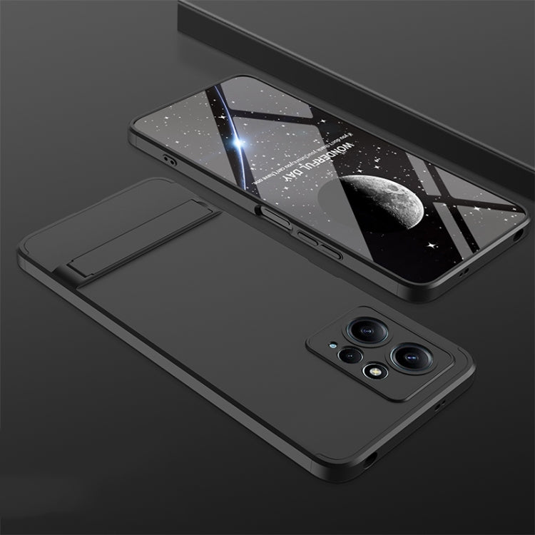 GKK Three Stage Splicing Full Coverage PC Phone Case with Stand for Xiaomi Redmi Note 12 4G (Black)