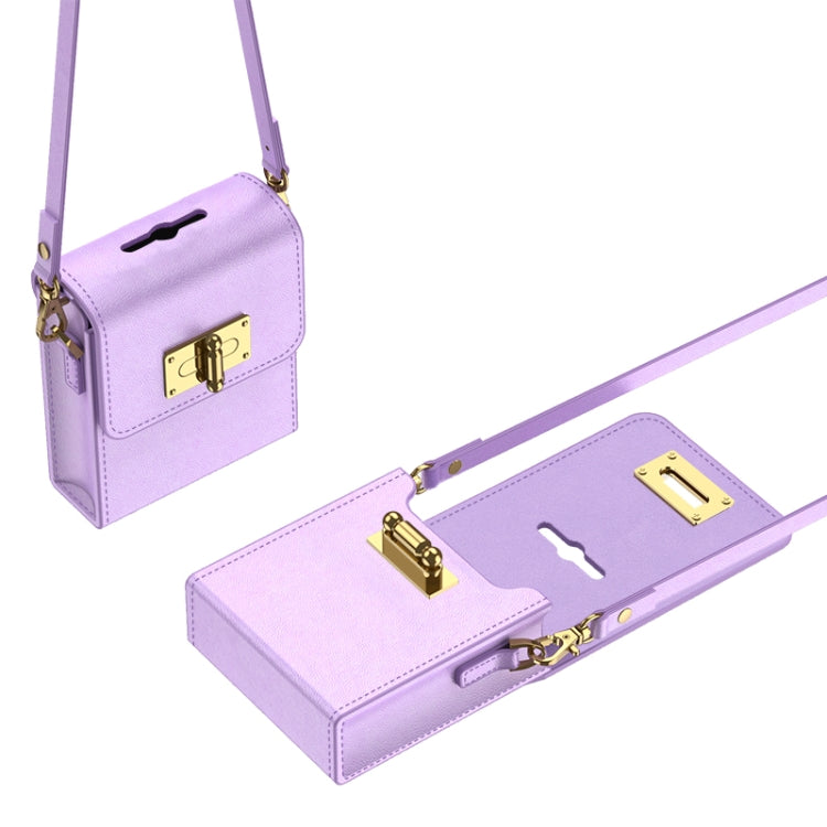 Samsung Galaxy Z Flip5 GKK Slim Phone Case with Ring and Mini Backpack (Purple)