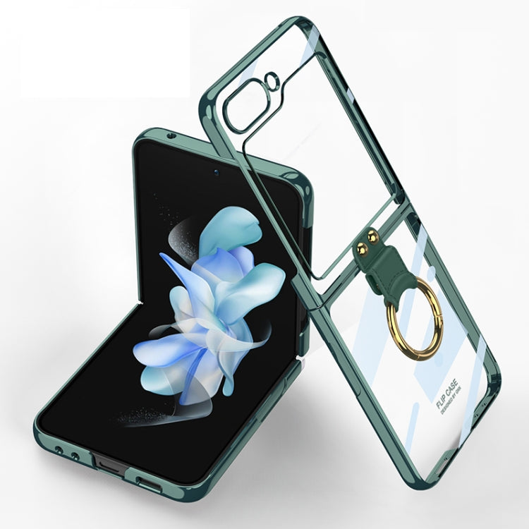 Samsung Galaxy Z Flip5 GKK Electroplating Phone Case with Ring (Green)