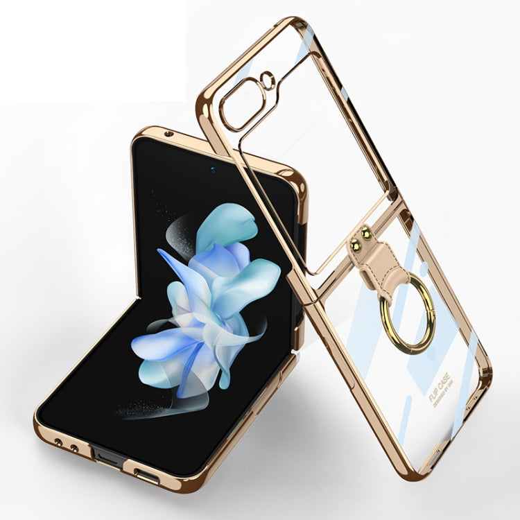GKK Electroplating Phone Case with Ring for Samsung Galaxy Z Flip5 G (Gold)