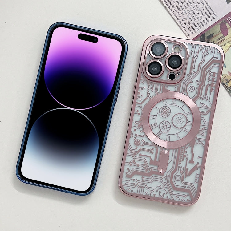 Electroplated Circuit Board Pattern MagSafe Phone Case for iPhone 11 Pro (Black) with Lens Protection
