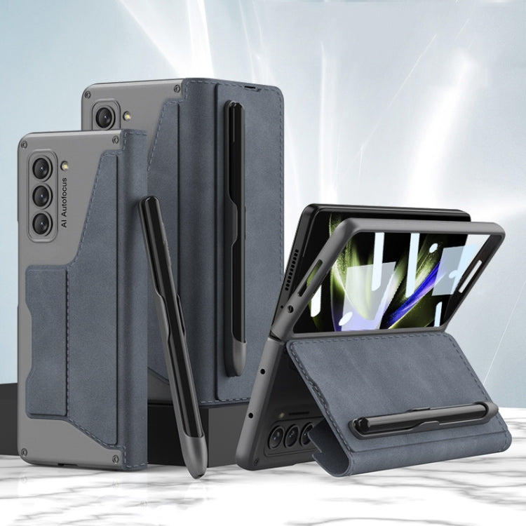 Samsung Galaxy Z Fold5 GKK Armor Flip Leather Phone Case with Pen Slots in Grey