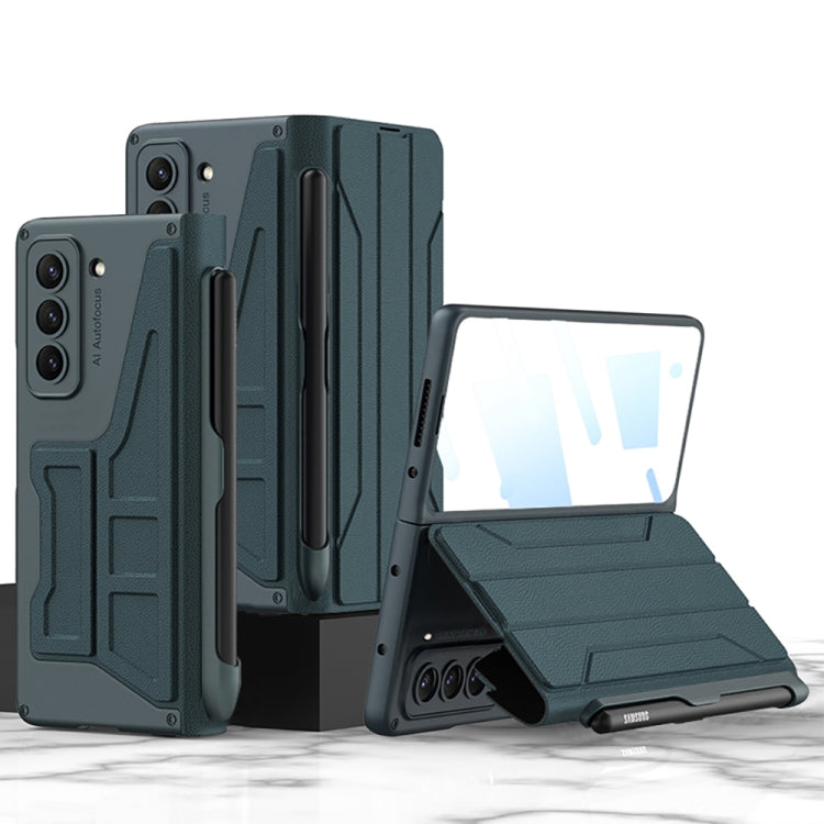 GKK Integrated Flip Phone Case with Pen Holder for Samsung Galaxy Z Fold4 (Green)
