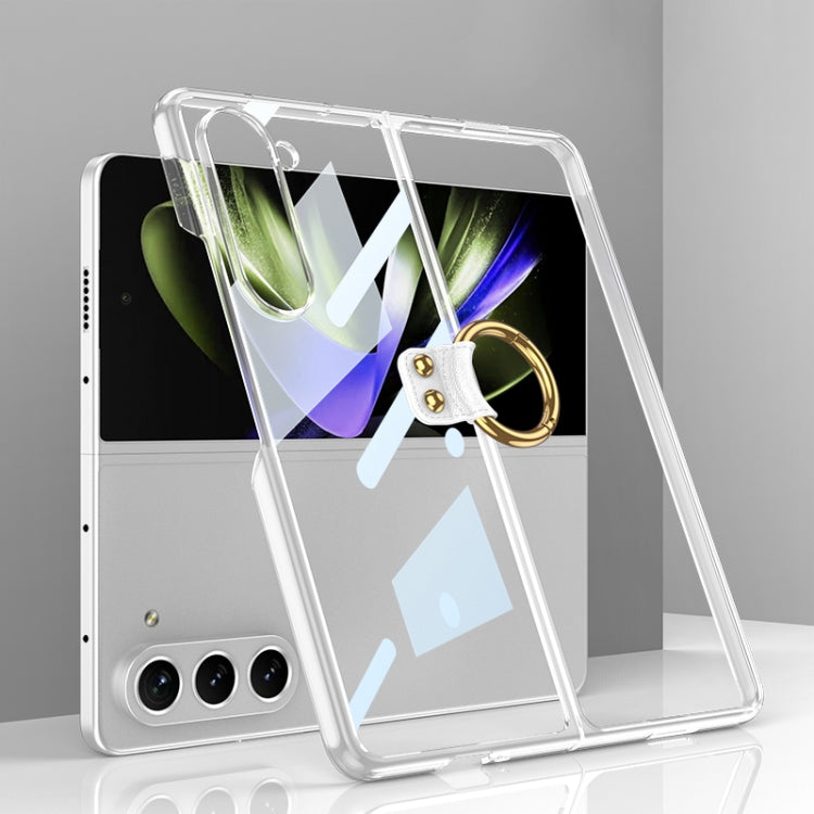 GKK Electroplating Phone Case with Ring for Samsung Galaxy Z Fold5 (Transparent)