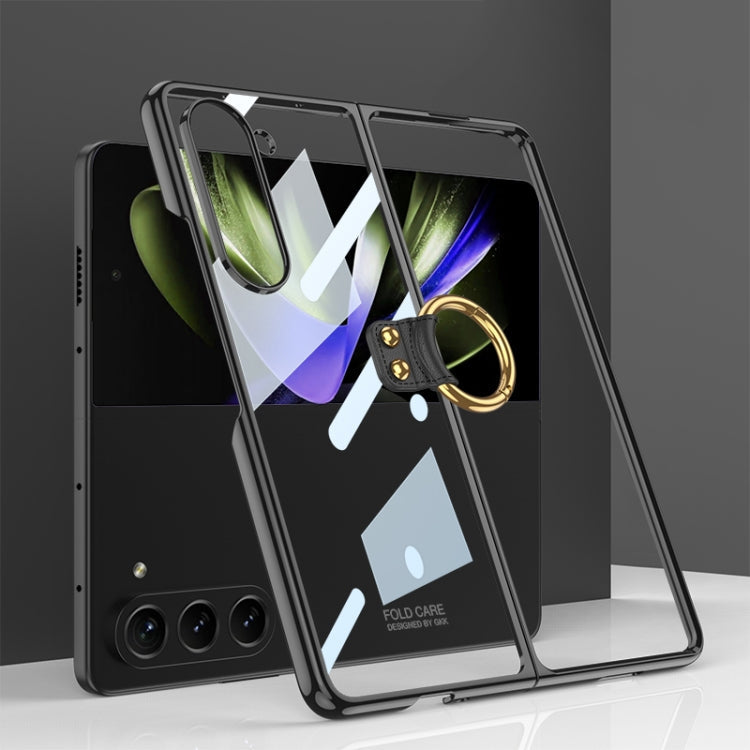 Samsung Galaxy Z Fold5 GKK Electroplating Phone Case with Ring in Black