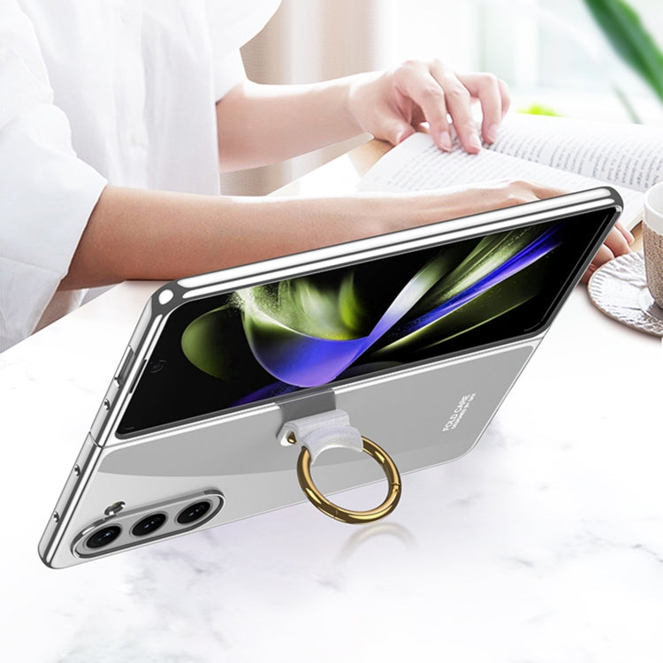 Samsung Galaxy Z Fold5 GKK Electroplating Phone Case with Ring in Black
