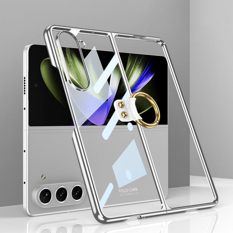 Samsung Galaxy Z Fold5 GKK Electroplating Phone Case with Ring - Silver