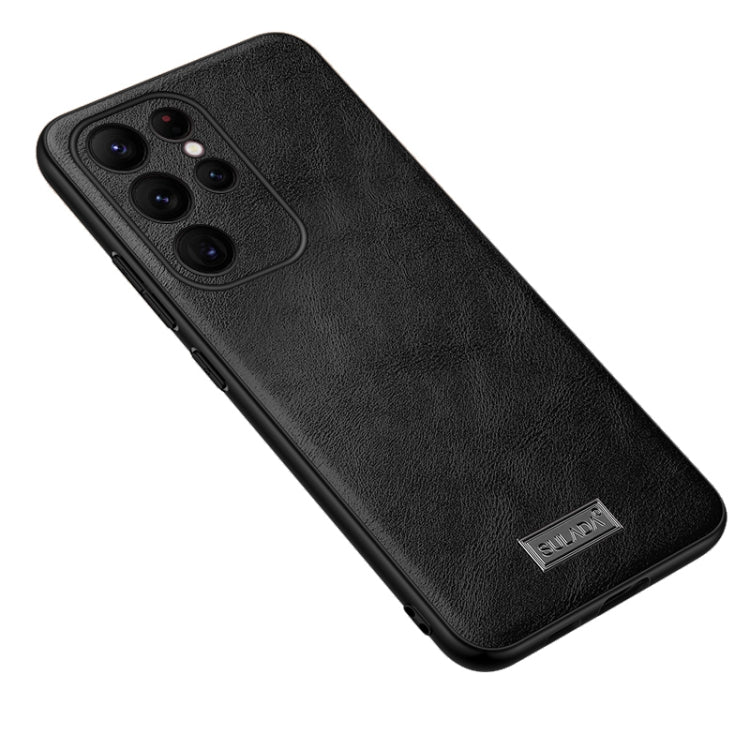 Samsung Galaxy S23 Ultra 5G SULADA Shockproof TPU + Handmade Leather Phone Case (Black) with Shockproof Feature for Protection against Drops and Impacts