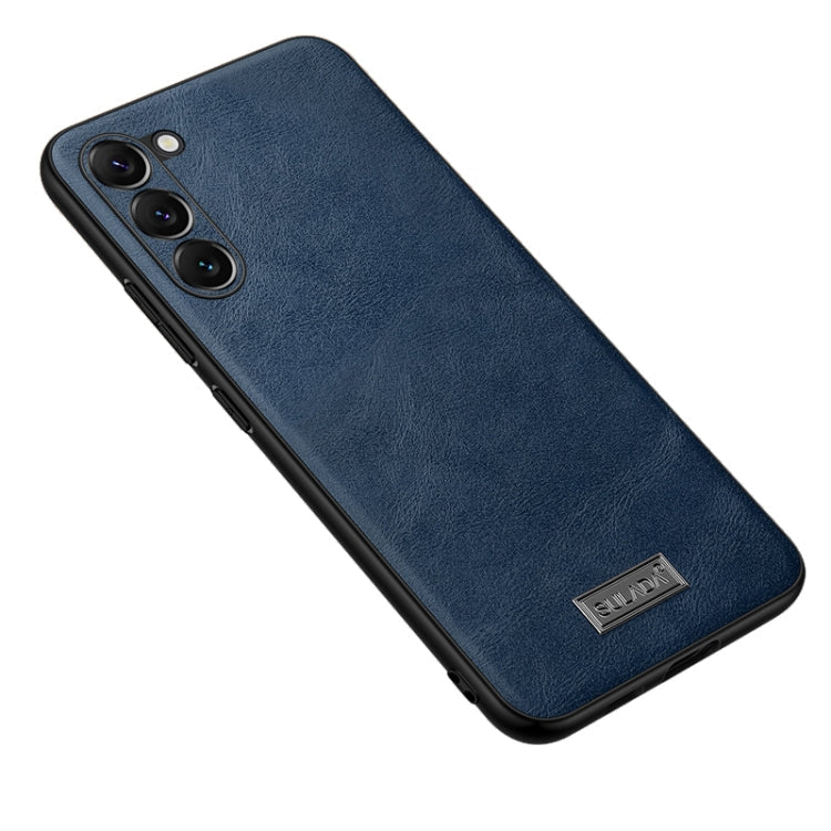 Blue SULADA Shockproof TPU + Handmade Leather Phone Case for Samsung Galaxy S23+ 5G