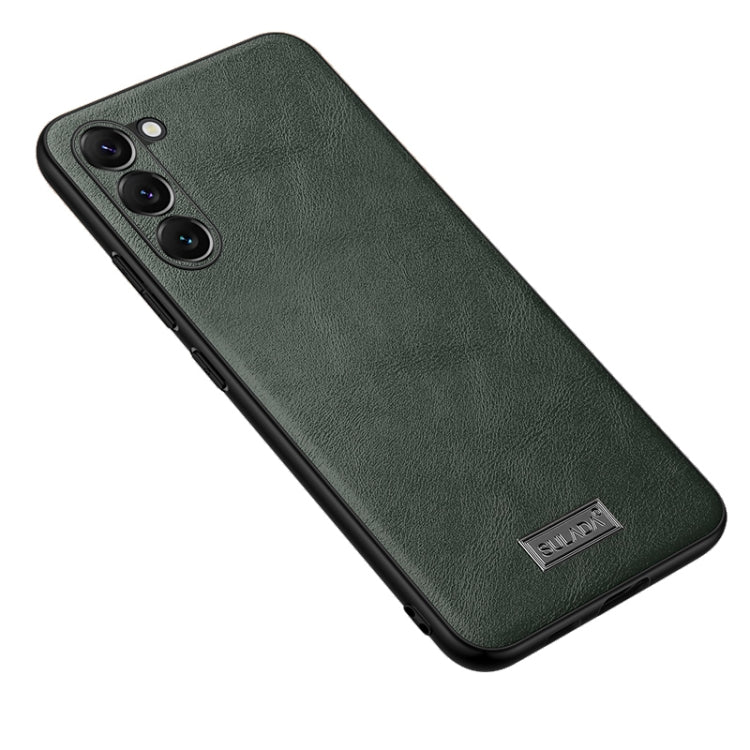 SULADA Shockproof TPU + Handmade Leather Phone Case for Samsung Galaxy S23 5G (Green)