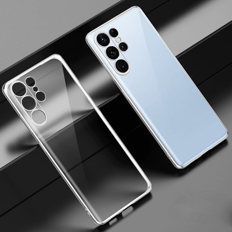 SULADA Shockproof Plating TPU Transparent Phone Case for Samsung Galaxy S23 Ultra 5G - Silver