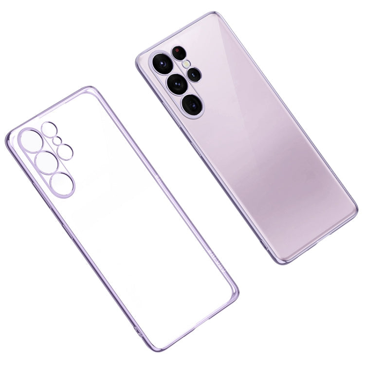 SULADA Shockproof Plating TPU Transparent Phone Case for Samsung Galaxy S23 Ultra (Purple)