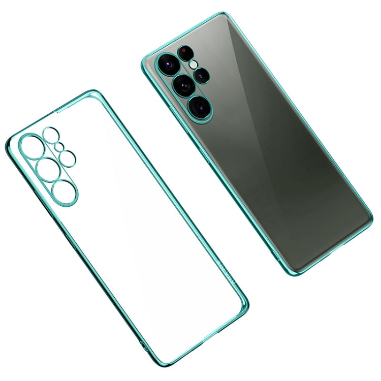Green SULADA Shockproof Plating TPU Transparent Case for Samsung Galaxy S23 Ultra 5G