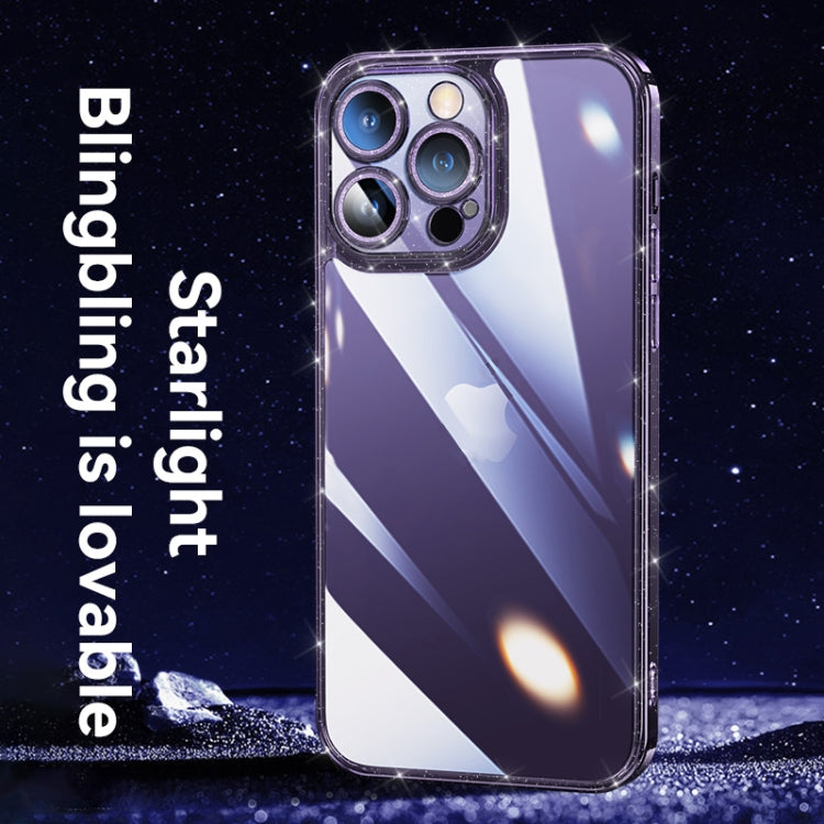 SULADA Glittery TPU + Tempered Glass Phone Case for iPhone 14 Plus (Purple)