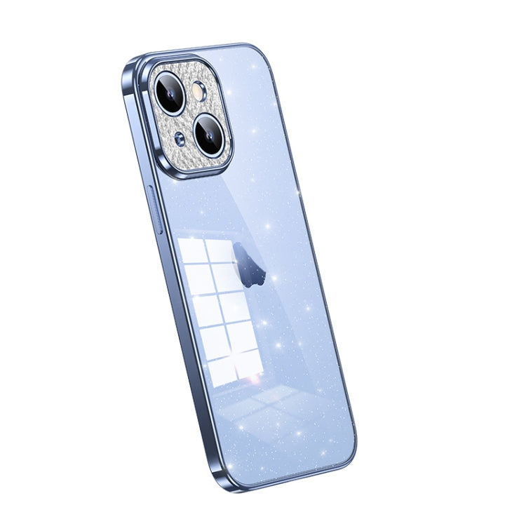 SULADA Electroplated Transparent Glittery TPU Phone Case for iPhone 14 (Blue)