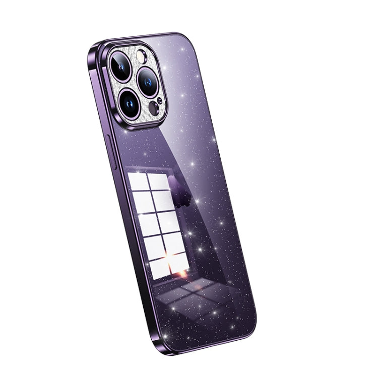 SULADA Electroplated Transparent Glittery TPU Phone Case for iPhone 14 Pro (Purple)