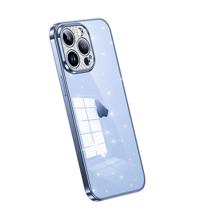SULADA Electroplated Transparent Glittery TPU Phone Case for iPhone 12 Pro Max (Blue)