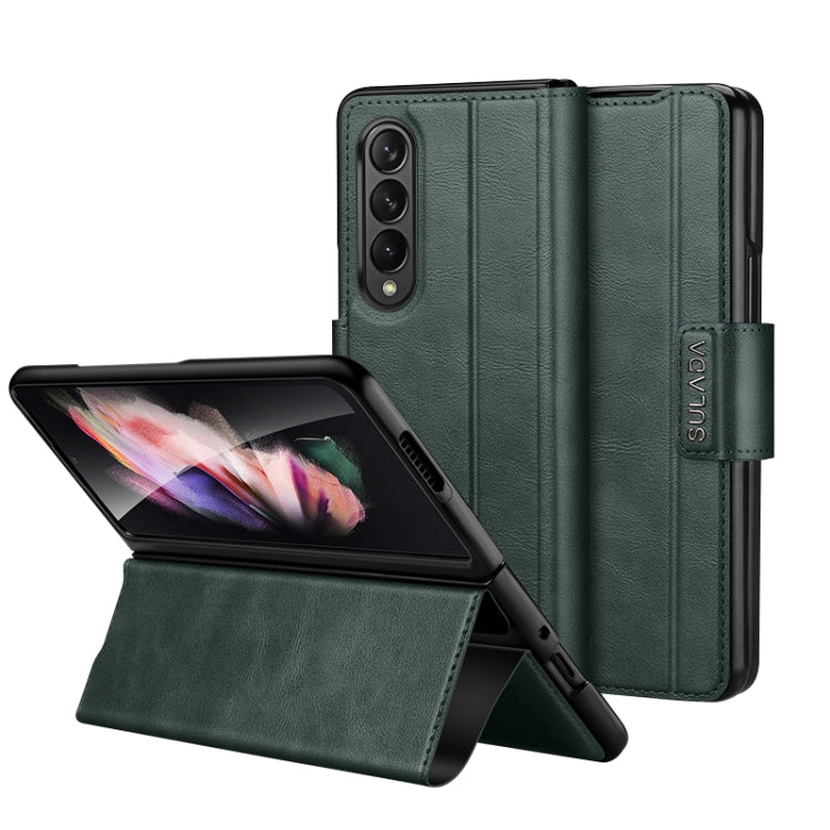 SULADA Green Leather Flip Phone Case for Samsung Galaxy Z Fold2/W21 - Magnetic Snap Closure
