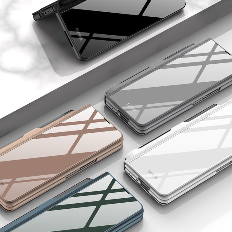 Gold GKK Painted Tempered Glass Flip Leather Phone Case for Samsung Galaxy Z Fold5 with Pen Slot