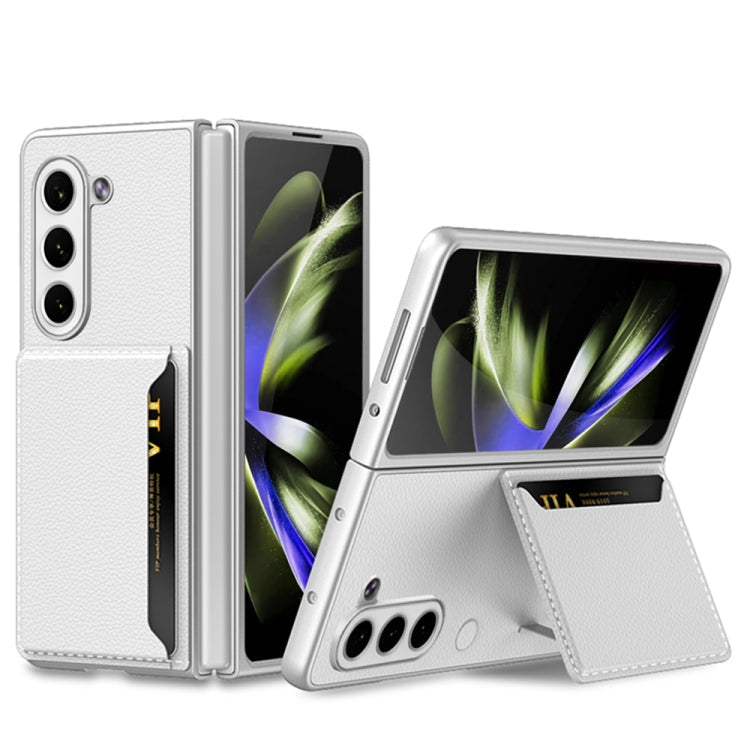 Samsung Galaxy Z Fold5 GKK Ultra-thin Leather Phone Case with Card Slots(Silver)
