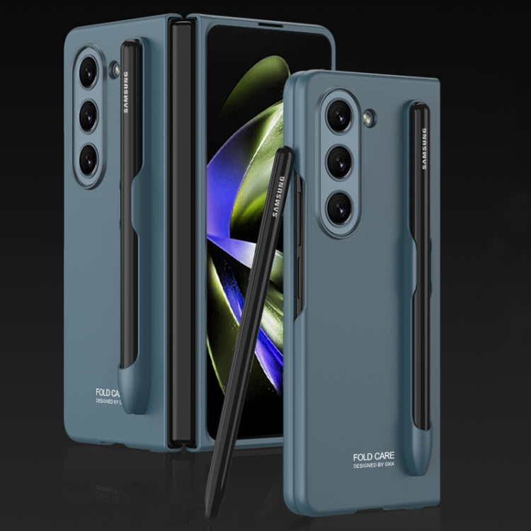 GKK Ultra-thin Full Coverage Phone Flip Case for Samsung Galaxy Z Fold5 (Dark Green)