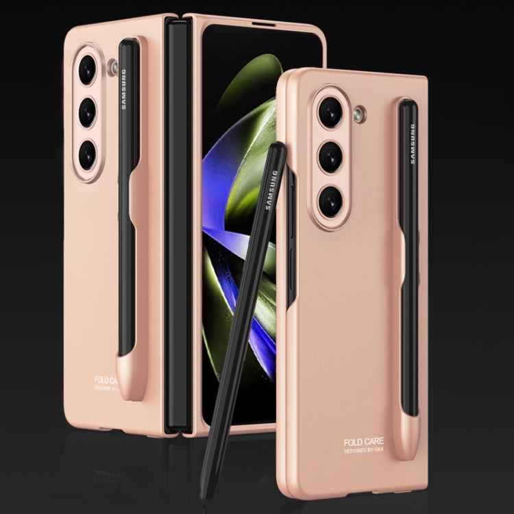 Samsung Galaxy Z Fold5 GKK Ultra-thin Full Coverage Phone Flip Case with Pen Slot (Gold)