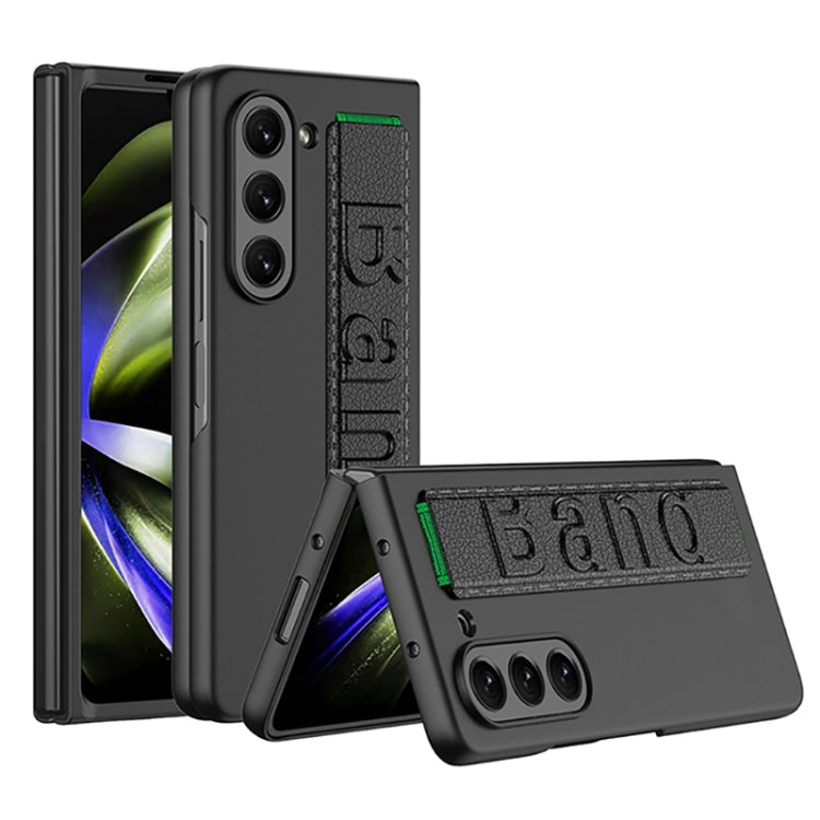 Ultra-Thin Black Wristband Shockproof Phone Case for Samsung Galaxy Z Fold5 5G with Holder