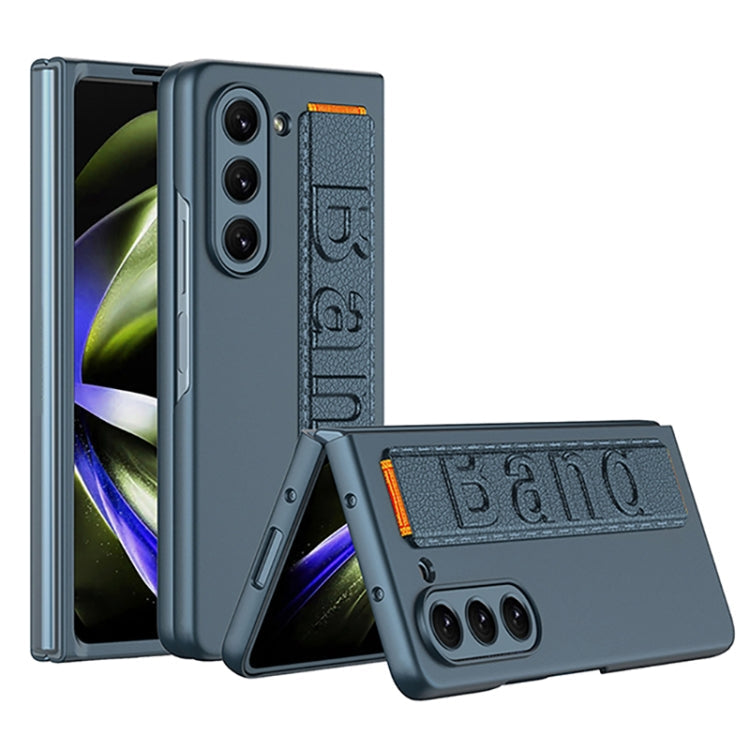 Samsung Galaxy Z Fold5 5G GKK Ultra-thin Wristband Shockproof Phone Case with Holder in Green