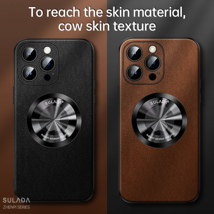 SULADA Ultra-Thin Orange Microfiber Leather Magnetic Phone Case for iPhone 15 Pro with MagSafe