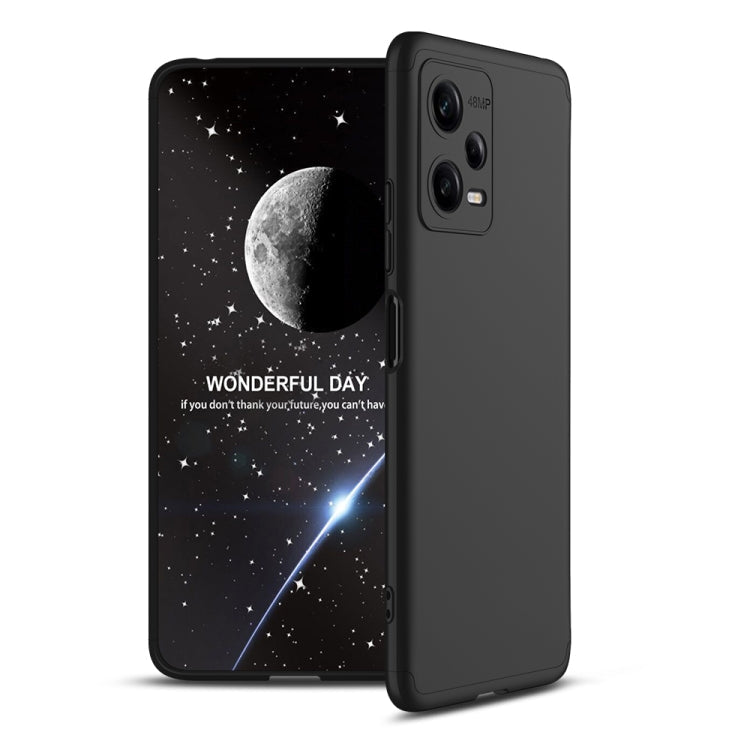 GKK Three Stage Splicing Full Coverage PC Phone Case for Xiaomi Redmi Note 12 5G (Black)