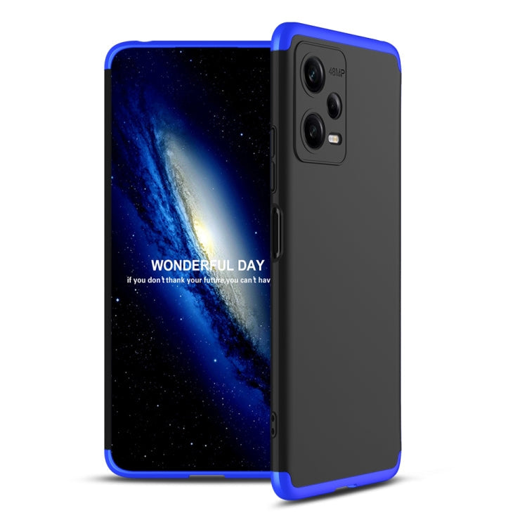 GKK Three Stage Splicing Full Coverage PC Phone Case for Xiaomi Redmi Note 12 5G (Black Blue)